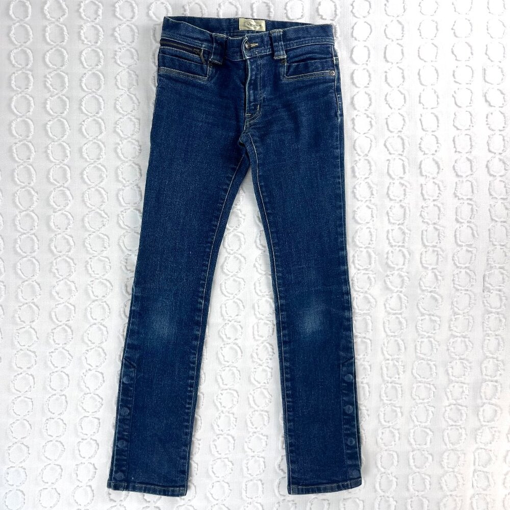 EV by Et Vous Women's Distressed Jeans Snap Bottom Medium Wash - Picture 1 of 7